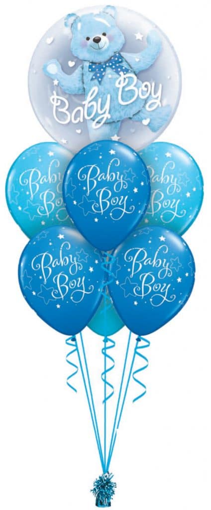 Baby boy double bubble luxury balloon available from Cardiff Balloons