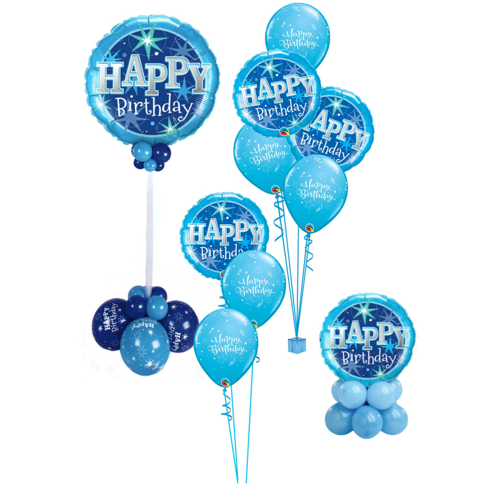 Blue Sparkle Birthday Balloons - Cardiff Balloons open 6 days a week
