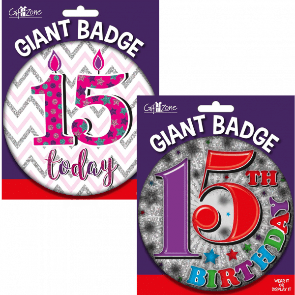 large age 15 birthday badge from cardiff balloons
