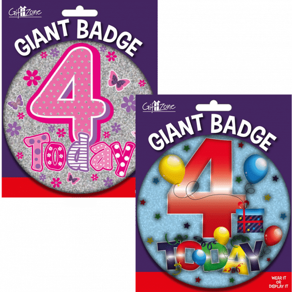 large age 4 birthday badge from cardiff balloons