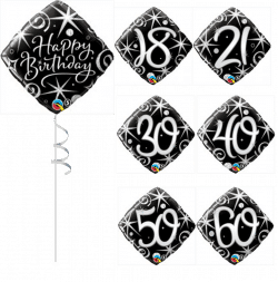 Black and Silver Birthday Balloons