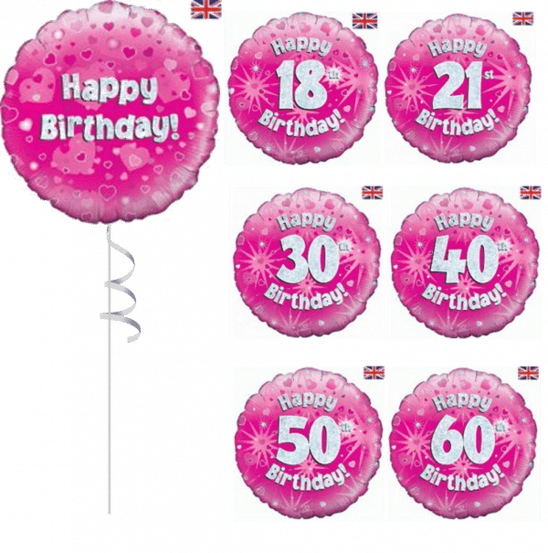 Pink Helium Filled Birthday Balloon