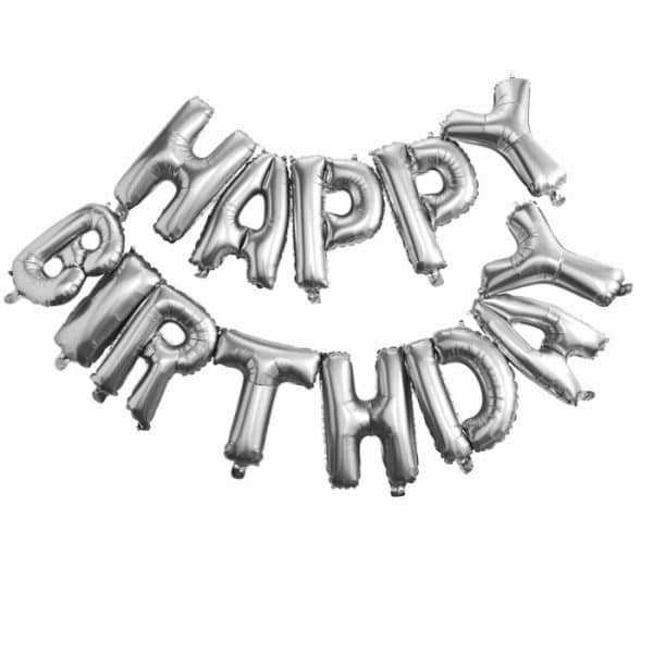 Happy Birthday Balloon Bunting In Silver From Cardiff Balloons