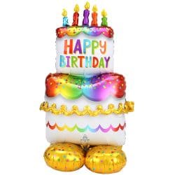 large rainbow birthday cake helium foil balloon