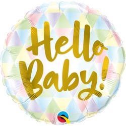 helium filled hello baby foil balloon from cardiff balloons