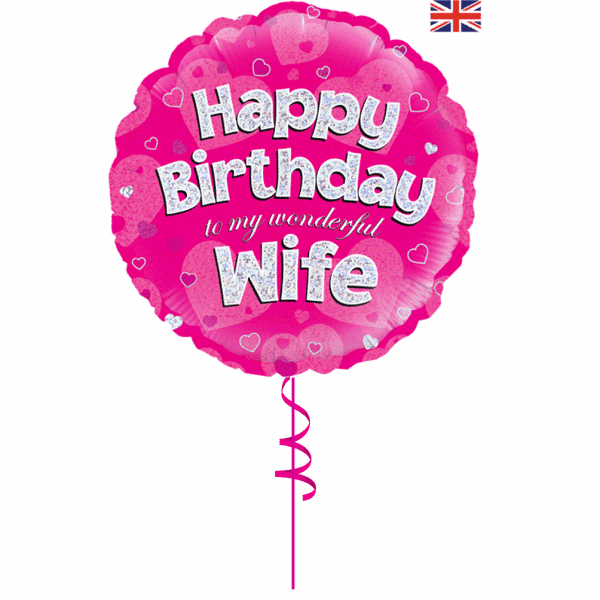happy birthday wife helium foil balloon from cardiff balloons