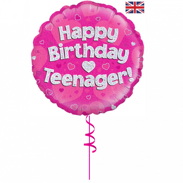 happy birthday pink teenager helium foil balloon from cardiff balloons