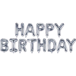 Silver Birthday Balloon Banner