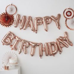 Happy Birthday Letter Banner In Rose Gold From Cardiff Balloons