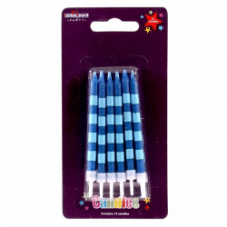 Blue Stripey Cake Candles From Cardiff Balloons