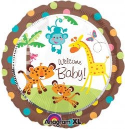 helium filled welcome baby jungle foil balloon from cardiff balloons