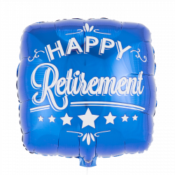 helium filled blue happy retirement foil balloon from cardiff balloons