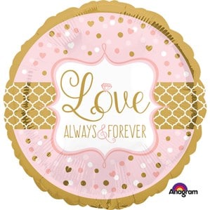helium filled pink and gold love always wedding foil balloon from cardiff balloons