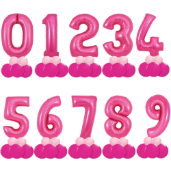 Pink Foil Balloon Number on a base from Cardiff Balloons