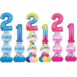 21st Birthday Double Bubble Number Stacks From Cardiff Balloons