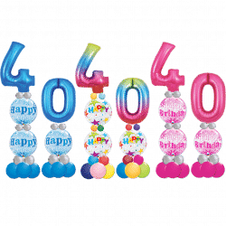 40th Birthday Double Number Bubble Stacks From Cardiff Balloons