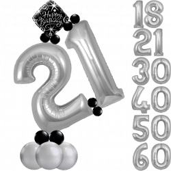 Black And SIlver Number Balloon Design