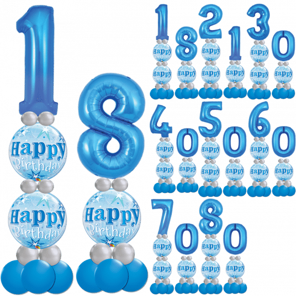 Blue Double Number Balloon Tower From Cardiff Balloons