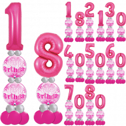 Pink Double Bubble Numbers Balloon Design
