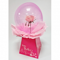 Single Pink Rose Inside A Clear Balloon For Mothers Day
