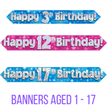 Birthday Banners For Ages 1 - 17