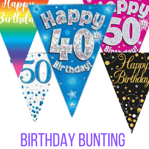 Birthday Bunting AVailable in any milestone birthday age from Cardiff Balloons