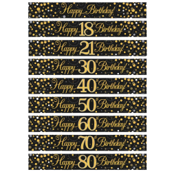 Black & Gold Birthday Banner