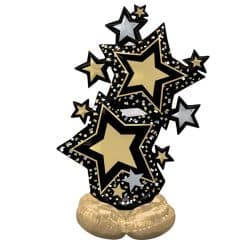 Large Black and Gold Star Balloon Display From Cardiff Balloons