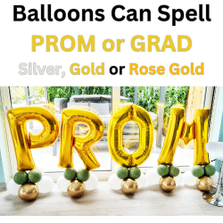 PROM or GRAD letter balloons from cardiff balloons