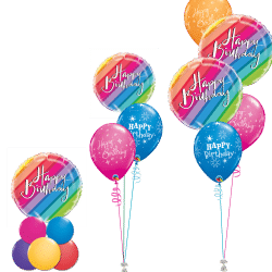 Rainbow Stripe Birthday Balloons From Cardiff Balloons