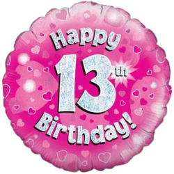 13th Birthday Pink Balloon From Cardiff Balloons