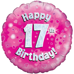 17th Birthday pink Balloon From Cardiff Balloons
