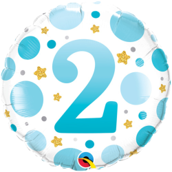 2nd Birthday Blue and Gold Balloon From Cardiff Balloons