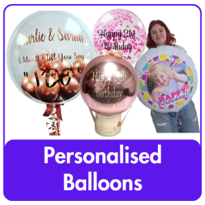 Personalised balloons available in many colours and designs at Cardiff Balloons