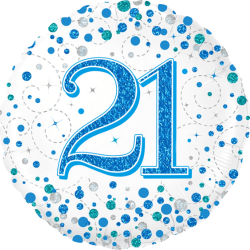 21st Birthday Blue Spot Round Balloon