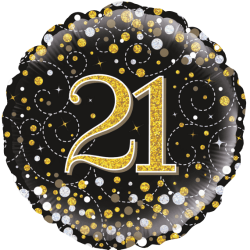 21st Birthday Gold Sparkle Round Balloon