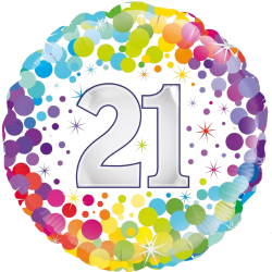 21st Birthday Rainbow Spot Round Balloon