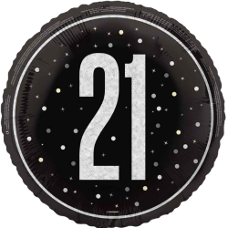 21st Birthday Silver Glitz Round Birthday Balloon