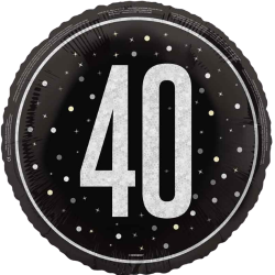 40th Birthday Silver Glitz Round Birthday Balloon