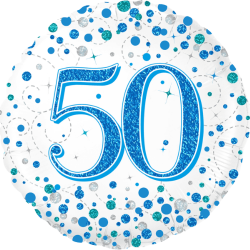 50th Birthday Blue Spot Round Birthday Balloon