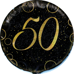 50th Birthday Gold Glitter Round Birthday Balloon