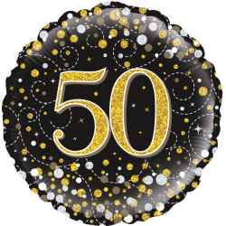 50th Birthday Gold Sparkle Round Birthday Balloon