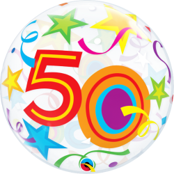 50th Birthday Multi Coloured Round Bubble Balloon