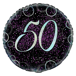 50th Birthday Pink Glitter Round Birthday Balloon