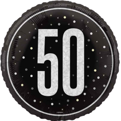 50th Birthday Silver Glitz Round Birthday Balloon