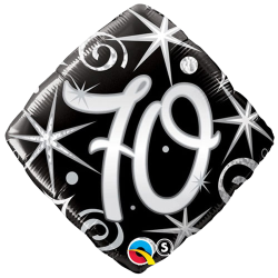 70th Birthday Black Diamond Shaped Birthday Balloon