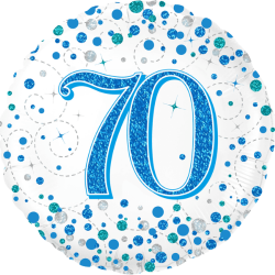70th Birthday Blue Spot Round Birthday Balloon