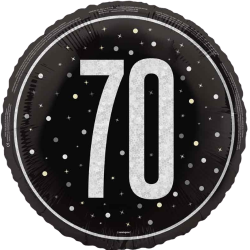 70th Birthday Silver Glitz Round Birthday Balloon