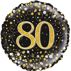 80th Birthday Gold Sparkle Round Birthday Balloon