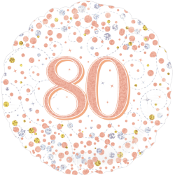 80th Birthday Rose Gold Round Birthday Balloon